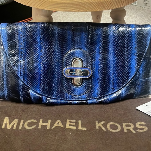 Michael Kors Handbags - Michael kors snakeskin clutch